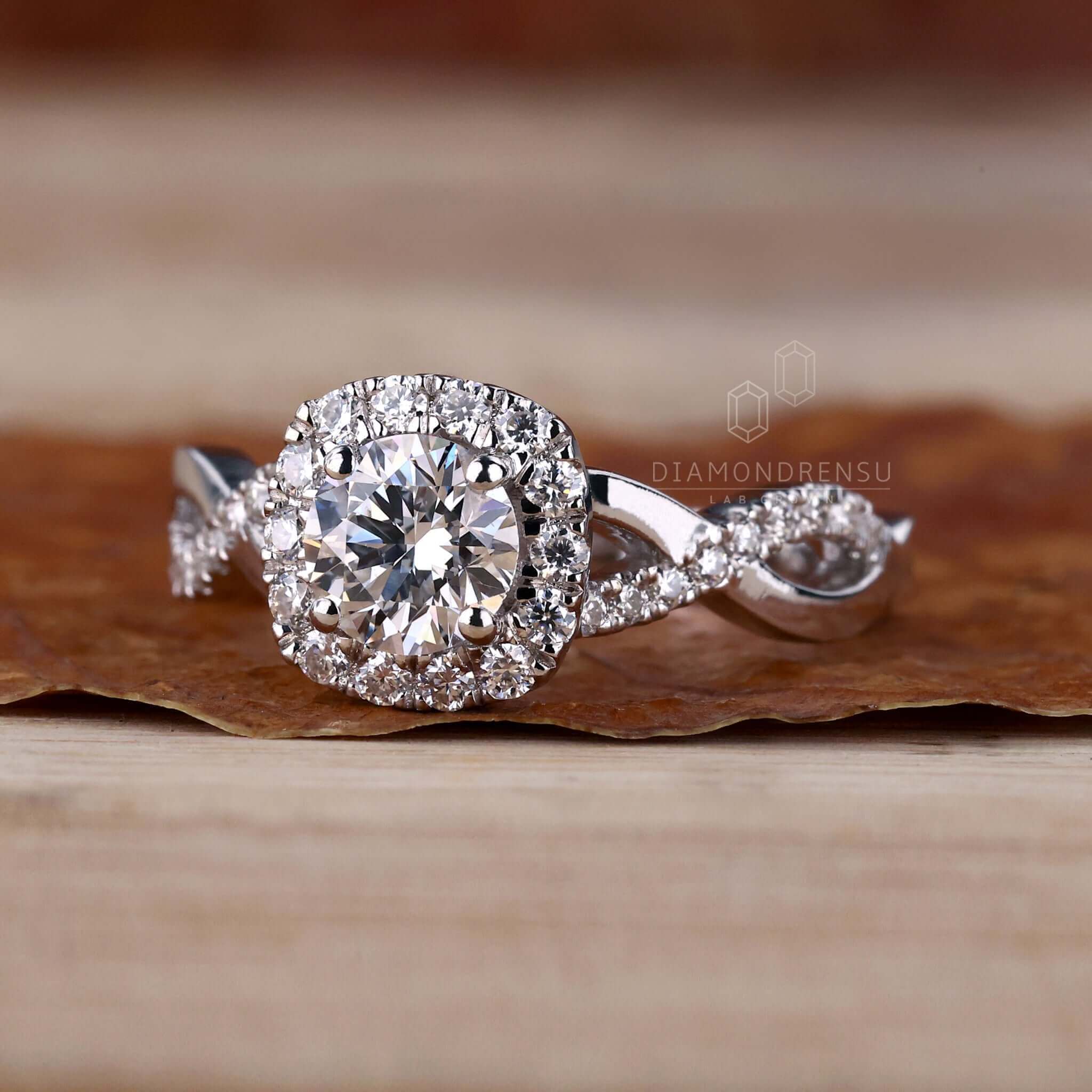Virginia Contemporary Side Stone Twist Diamond Engagement Ring -  artcarvedbridal